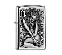 Zippo Lighter Virgo Zodiac Sign Horoscope Chrome Windproof Flame Fuel Refillable