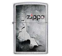 ZIPPO - Linen Weave - Peeled Metal Design, Color Image - gasoline Windproof lighter, refillable, in gift box