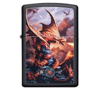 Zippo Pocket Lighter, Brass, Black Matte Red Dragon, 1 Count (Pack of 1)