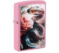 Zippo Mazzi Snake and Flower Design Pink Matte Pocket Lighter