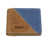 Zippo - Men’s Wallet, Denim, Brown/Blue, with RFID Protection, Ideal for Cards and Notes