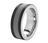 Zippo - Ring, Silver/Black, Mesh Band, Stainless Steel, High-Gloss Polished, Size T 1/2 UK (62 EU), in Gift Box