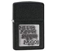 Zippo Pewter Emblem Regular Lighter - Black Crackle