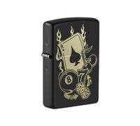 Zippo Pocket Lighter, Blend, Black Matte Ace Gambling Design, One Size