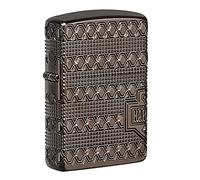 Zippo Pocket Lighter, Brass, Armor Black Ice 2021 Collectible, One Size