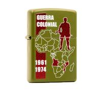 Zippo Portuguese Colonial War Commemorative Lighter, Military Green, Africa Map Design, 1961-1974 Historical Edition