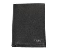 Zippo Saffiano Tri-Fold Credit Card Wallet - Made Cowhide Leather - Landscape Format - RFID Protection - Unisex - Black - 9 x 10,5 x 2 cm