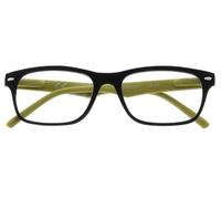Zippo Reading Glasses - Black & Green, Full Rim, Rectangular, 1.0 Diopters, Single Vision, 54mm Lens Width, 1.0 Diopters Minimum, Spherical Lens Correction