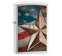Zippo Retro Star Windproof Pocket Lighter - Brushed Chrome