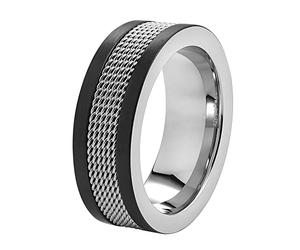 Zippo - Ring, Silver/Black, Mesh Band, Stainless Steel, High-Gloss Polished, Size W 1/2 (66 EU), in Gift Box