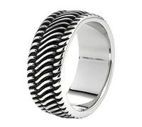 Zippo - Ring, Silver/Black, Tyre Design, Size W 1/2 UK (66 EU), High-Gloss Polished, Stainless Steel, in Gift Box