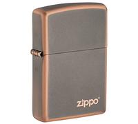 Zippo Lighter with Elegant Design, Belly Flame Mechanism, Customizable, Durable and Timeless, Refillable for Lifetime use, Rustic Bronze avec Logo, One Size