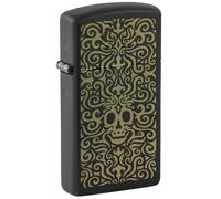 Zippo Skull Filigree Design Slim Black Matte Pocket Lighter