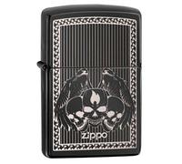 Zippo Slim Winged Skulls Lighter, Ebony