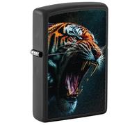 Zippo - Storm Lighter, Fierce Tiger Pattern, Matte Black, Color Image Colorful Printing, Refillable, Reusable, Windproof, Gift Box, Made in USA