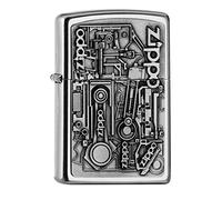 ZIPPO - Street Chrome - Motor Parts Emblem 3D, Emblem - gasoline Windproof lighter, refillable, in gift box