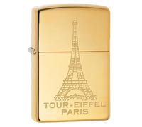 Zippo Tour Eiffel Storm Lighter, High Gloss Brass, Brushed, Refillable, Reusable, Windproof Design, Gift Box, Made in the USA
