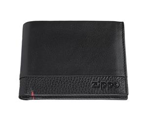 Zippo Tri-Fold Wallet - Made of High Quality Nappa Leather - Ideal for Credit Cards - Landscape Format - RFID Protection - Unisex - Black - 10,5x9x1,5 cm