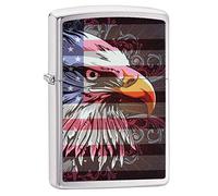 Zippo Unisex Adult EAGLE FLAG windproof pocket lighter - BRUSHED CHROME,