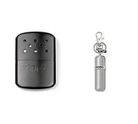 Zippo Unisex's Hour Heat Easy Fill Re-Useable Hand Warmer, Matte Black 12 Hr & Fuel Canister Keychain | Refill Lighter Fluid | Refill Windproof Lighter & Zippo Refillable Hand warmer