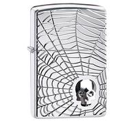 Zippo Unisex's Skull Design Pocket Lighter, High Polish Chrome Spider Web, One size