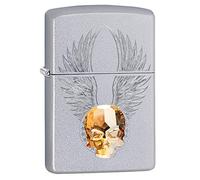 Zippo Unisex's Skull Design Pocket Lighter, Satin Chrome Gold Emblem, One size