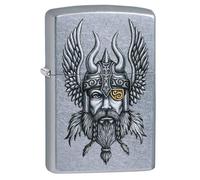 Zippo Viking Warrior Design Street Chrome Pocket Lighter, One Size (29871)