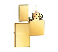 Zippo Vintage High Polish Brass Without slashes, Base Model-Windproof Lighter, refillable, One Size