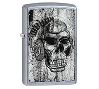 ZIPPO - Vintage Skull Design - Color Image, Street Chrome™ - Windproof Lighter, refillable, in gift box