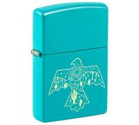 Zippo Western Thunderbird Storm Lighter, Western Thunderbird, Solid Turquoise, Laser Engraving, Refillable, Reusable, Windproof Design, Gift Box, Made in USA