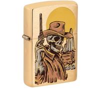 Zippo Lighter Wild West 60006579 Skeleton – Brushed Brass Colour Cowboy Skull