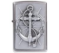 Zippo Lighter Anchor Nautical Brushed Chrome Windproof Flame Fuel Refillable