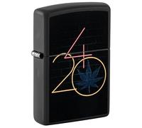 Zippo Windproof Lighter, 420 Design - Matt Black, Black Light - Refillable, Reusable, Windproof Design - Comes in Gift Box - Made in USA