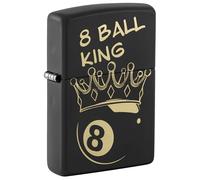 Zippo Windproof Lighter - 8 Ball Billiard Crown, Matt Black, Laser Engraved, Refillable, Made in USA