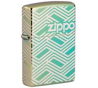 Zippo Windproof Lighter, Abstract Laser Design - High Polished Teal, Laser 360° - Refillable, Reusable, Windproof Design - Comes in Gift Box - Made in USA
