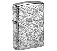 Zippo Windproof Lighter, Abstract Waves, Armor High Polish Chrome, MultiCut, Refillable, Reusable, Windproof Design, Gift Box, Made in USA