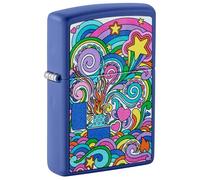Zippo Windproof Lighter, Abstract Zippo Design - Matt Royal Blue, Colour Image - Refillable, Reusable, Windproof Design - Comes in Gift Box - Made in USA