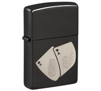 Zippo Windproof Lighter, Ace Design - High Polished Black, Laser Engraving/Auto-Engraving - Refillable, Reusable, Windproof Design - Comes in Gift Box - Made in USA