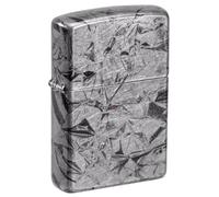 Zippo Windproof Lighter, Aluminium Foil Design - 540° Tumbled Chrome, Fusion - Refillable, Reusable, Windproof Design - Comes in Gift Box - Made in USA