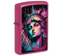 Zippo Windproof Lighter-American Lady Design Pink-Refillable for Lifetime Use-Gift Box-Metal Construction-Made in USA, One Size