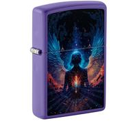 Zippo Windproof Lighter - Angel, Purple Mat, Black Light - Refillable - Reusable - Windproof Design - Gift Box - Made in USA