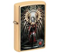 Zippo Windproof Lighter, Anne Stokes Collection Design - Brushed Brass, Colour Image - Refillable, Reusable, Windproof Design - Comes in Gift Box - Made in USA