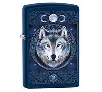 Zippo Lighter, Brass, 5.5 x 3.5 x 1 cm, Anne Stokes, Navy Blue Matte