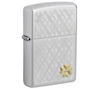 Zippo Satin Chrome Clover Leaf - A26103