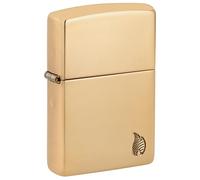 Zippo - Windproof Lighter, Armour Series Flame, Gold, Highly Polished Brass, Deep Carve, Refillable, Gift Box, Metal, Made in the USA