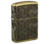 Zippo Windproof Lighter, Art Deco Pattern, Armor Antique Brass, MultiCut, Refillable, Reusable, Windproof Design, Gift Box, Made in USA