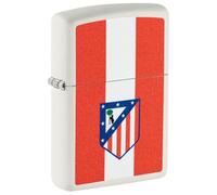Zippo Windproof Lighter, Atlético de Madrid - Stripes, White Matte, Color Image