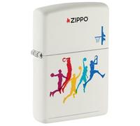 Zippo Windproof Lighter - Basketball, White Mat, Colour Image - Refillable - Reusable - Windproof Design - Gift Box - Made in USA