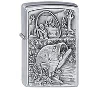Zippo Lighter 2000407 Bass Fishing Emblem Gas Lighter, Brass Angler