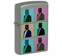 Zippo Windproof Lighter - Bear Design - Flat Grey Finish with Colour Image Print - Refillable - Reusable - Windproof Design - Gift Box - Metal - Made in USA